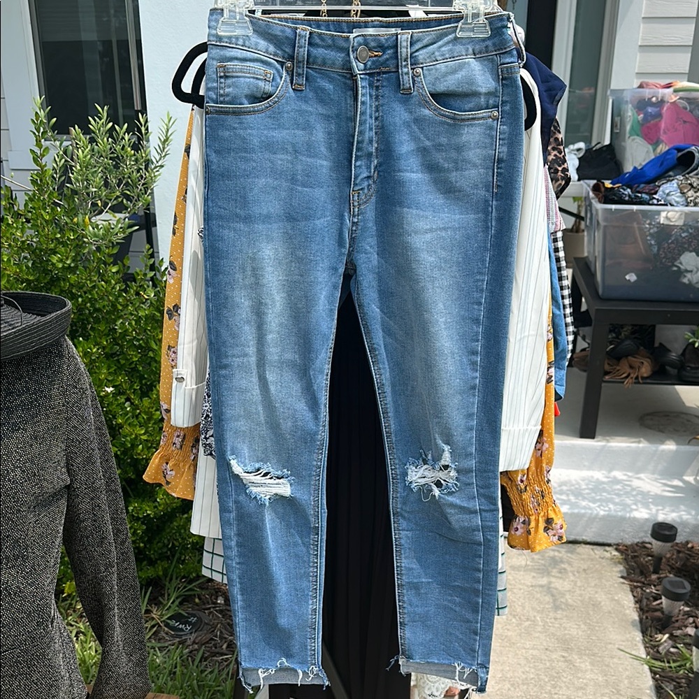 Women's Blue Distressed Jeans